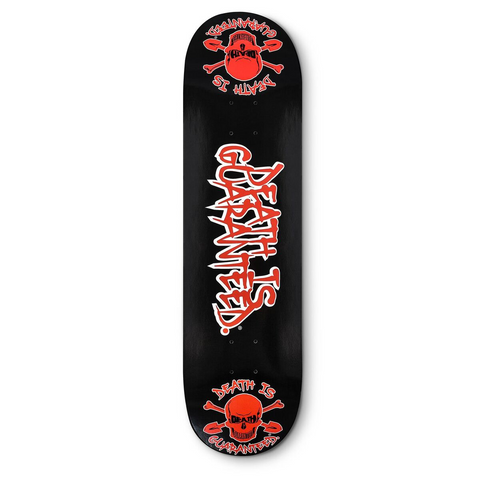 Skateboard Deck: Red Skulls With Text
